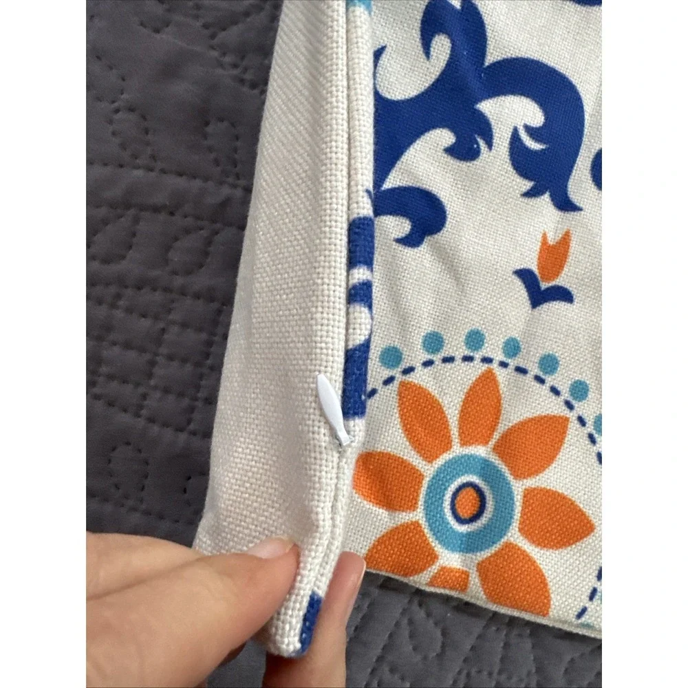 PILLOW COVER Boho Blue Orange Floral Mandala 20
